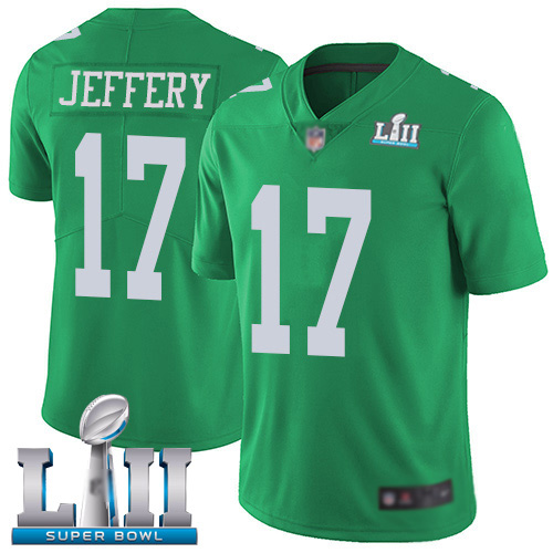 Men Philadelphia Eagles 17 Alshon Jeffery Limited Green Rush Vapor Untouchable NFL Jersey Super Bowl LII